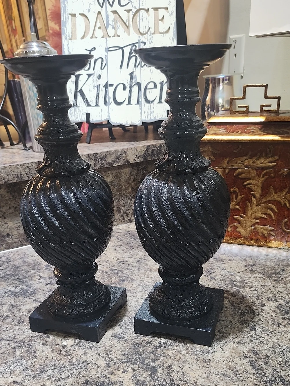 Vintage Resin Pedesta Candle Holders - Pair